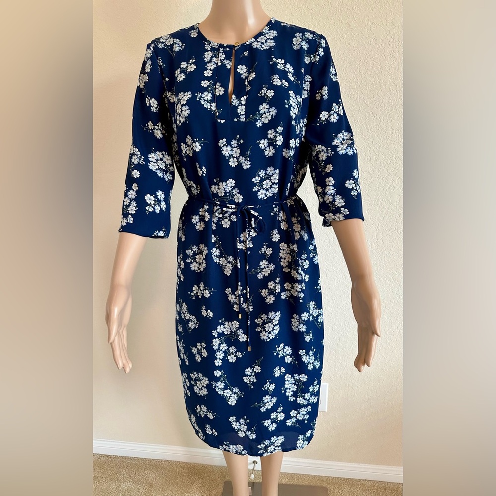 Ralph Lauren Navy Floral Long Sleeve Dress - Picture 1 of 15